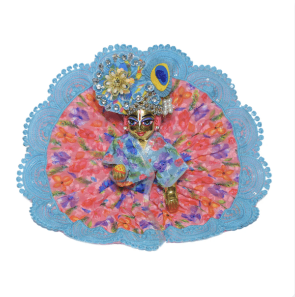 Sky Blue Embriodered Chicken Work Laddu Gopal Dress