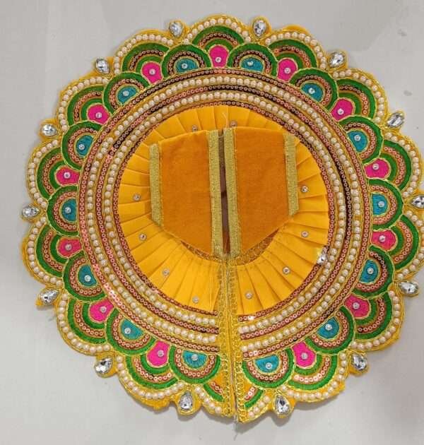 Yellow Embriodered Chicken Work Laddu Gopal Dress